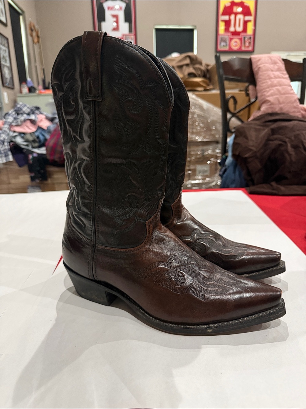 Laredo Two-Tone Brown and Black Leather Western Cowboy Boots